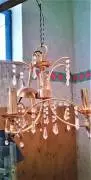 LAMPADARIO DORATO CON DIAMANTINI A 3 POSTI LUCE