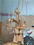 LAMPADARIO DORATO CON DIAMANTINI A 3 POSTI LUCE
