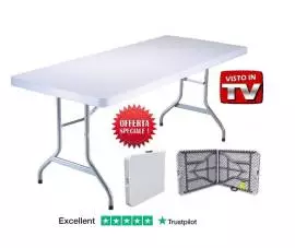 Tavolo Pieghevole da Giardino 180cm in Dura Resina