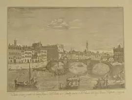 Stampa Vista di Ponte Vecchio di Firenze