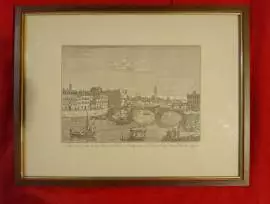 Stampa Vista di Ponte Vecchio di Firenze