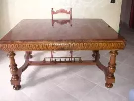 Antico tavolo da pranzo piemontese noce massello