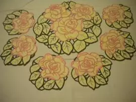 CENTRO+6 SOTTOBICCHIERI A ROSA FATTI A MANO-WINTAG
